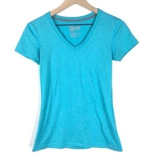 NIKE Dri Fit Shirt Short Sleeve V Neck Regular Fit Workout Outdoor Blue Size XS
